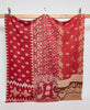 red handmade vintage cotton queen quilt 