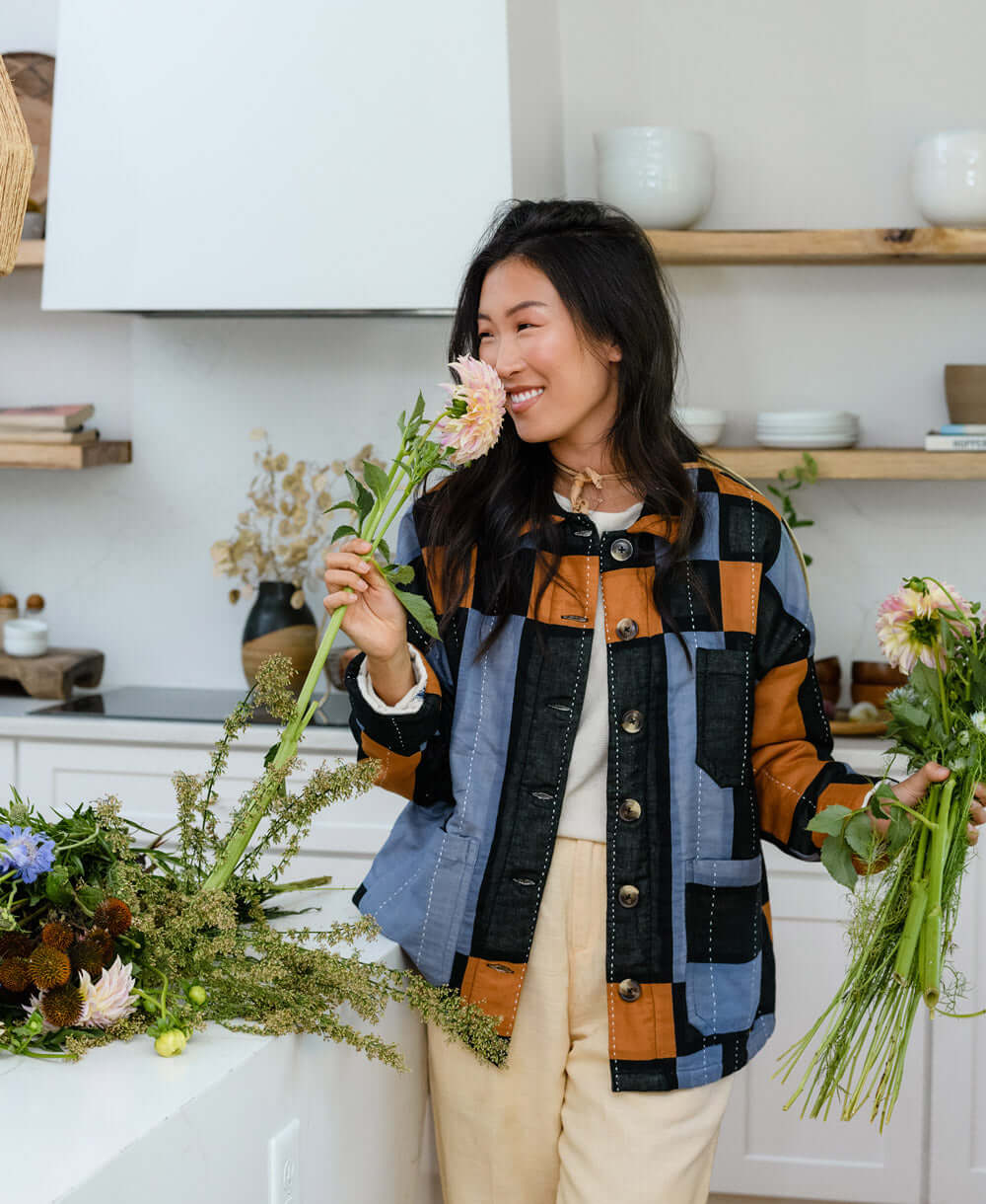 Blue Embroidered Chore Coat