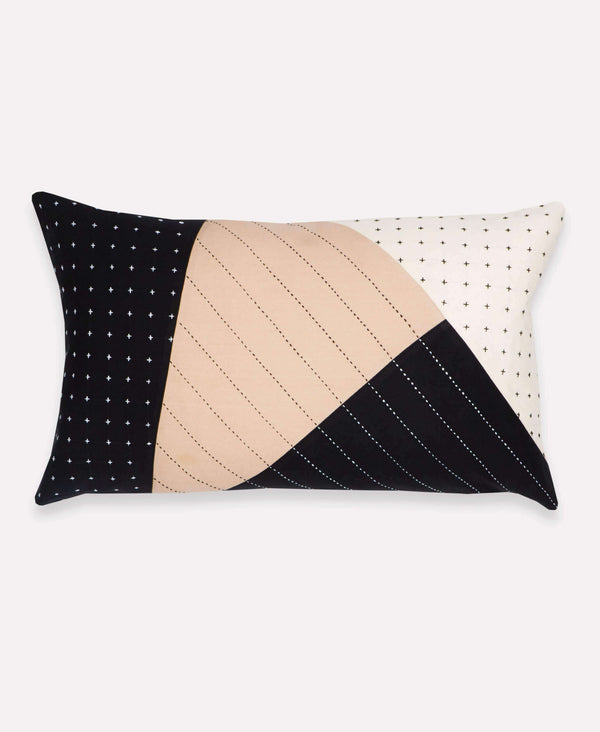 Anchal Project saral colorblock embroidered throw pillow in monochromatic color scheme