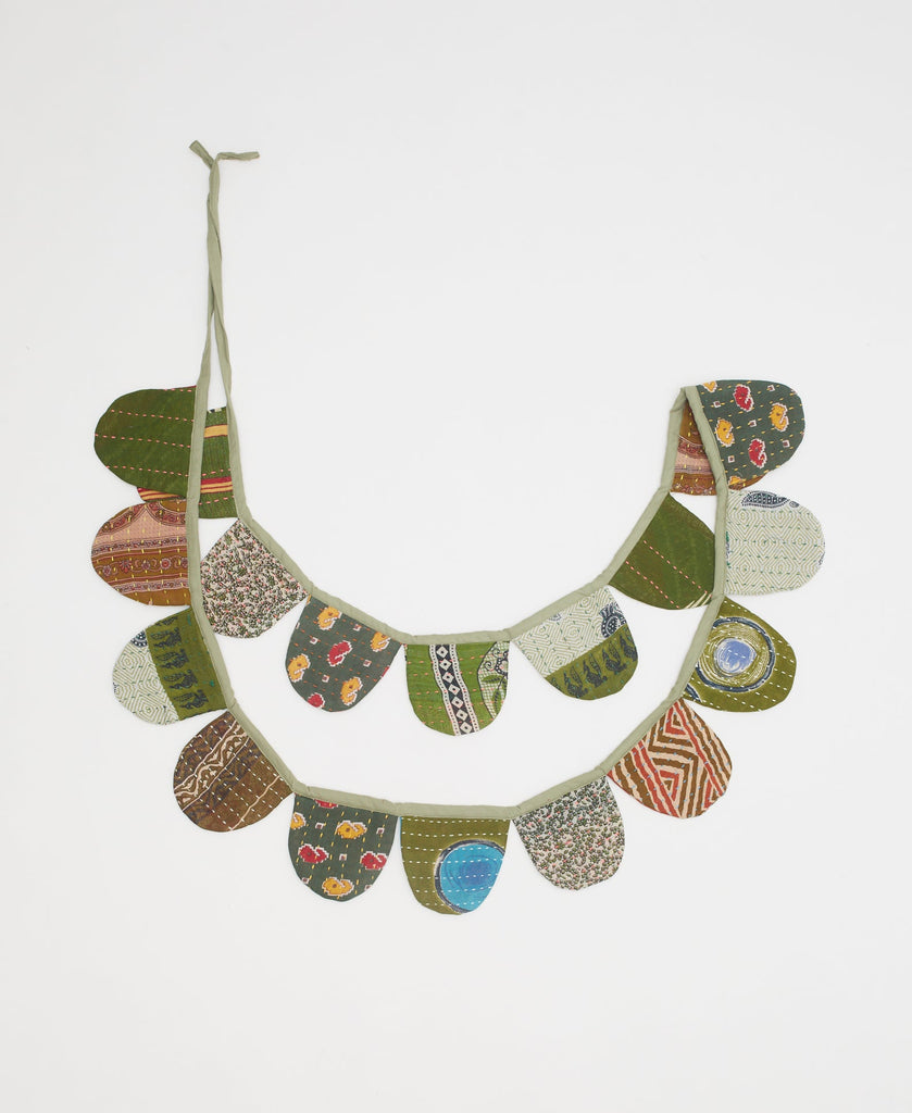 green multi-colored scallop garland perfect for nurseries, holidays, and celebrations with friends and family