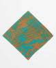 Bold graphic print silk bandana in teal and brown 