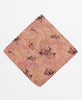 Black, peach, and brown abstract print silk bandana 