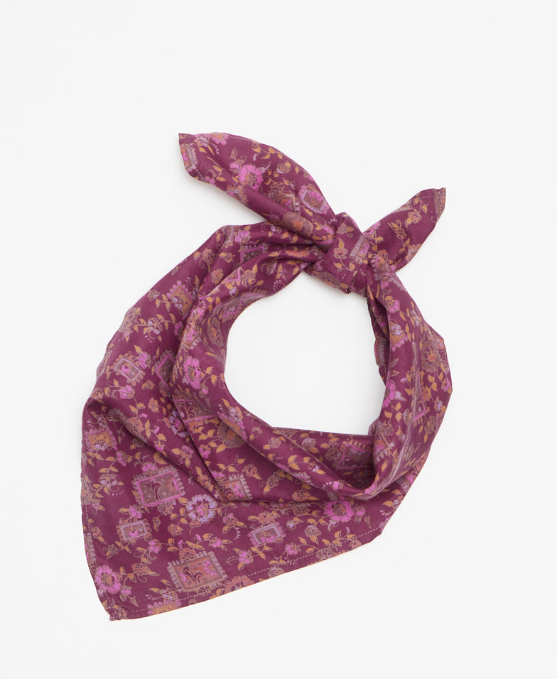 Handcrafted silk bandana made from upcycled vintage silk saris 