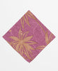 Silk bandana with a lavender background and a large tan floral pattern  