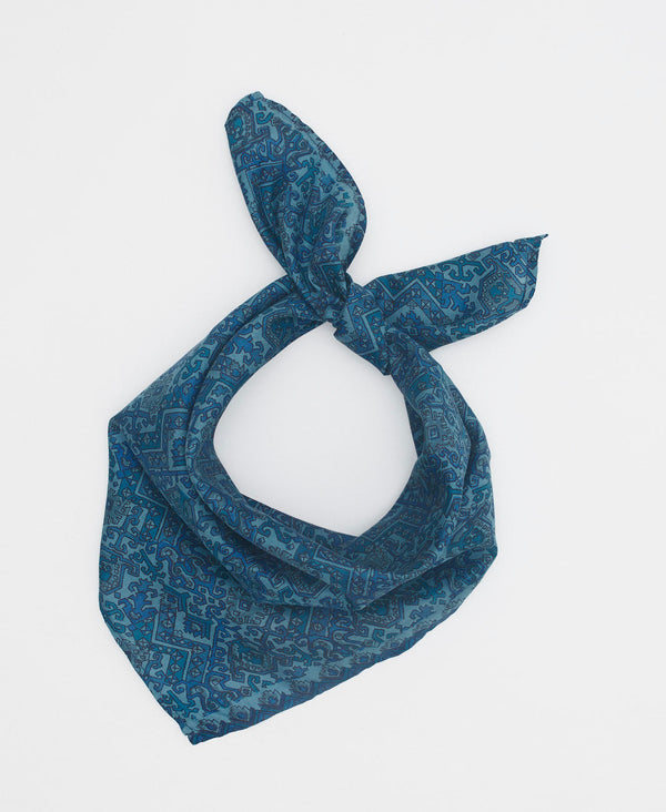 Traditional blue silk bandana with darker blue accents 