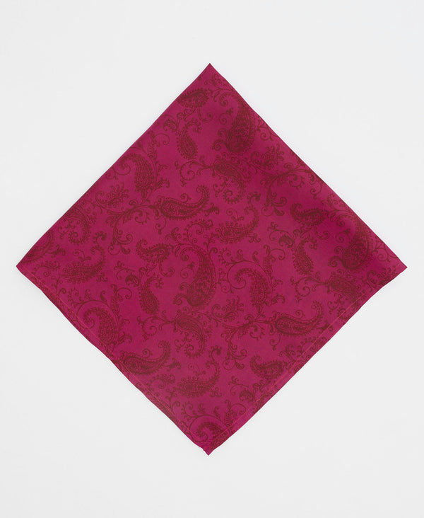 Hot pink bandana with delicate paisleys details made of vintage saris from india