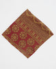 eco-friendly red and gold bandana made by women using recycled vintage silk saris