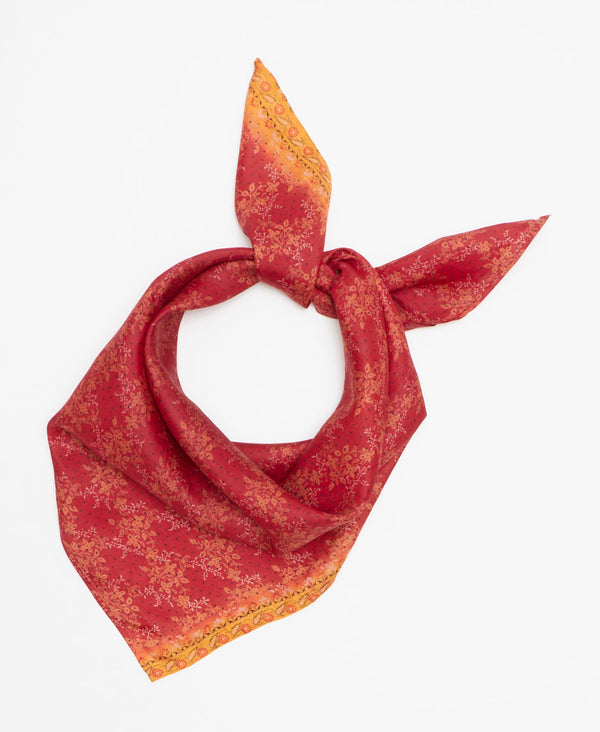 Artisan-made silk square scarf crafted using upcycled vintage silk saris 