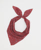 Burgundy silk square scarf featuring a muted blue floral print 