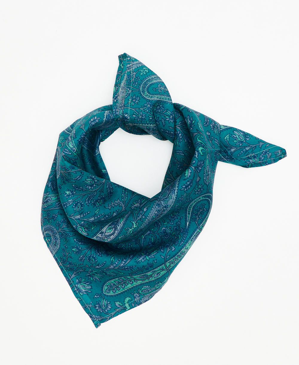 teal paisley silk bandana