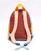 handmade modern kantha backpack purse in rust, pink, mustard and sky blue by Anchal