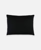 small black throw pillow with down feather insert made from organic cotton