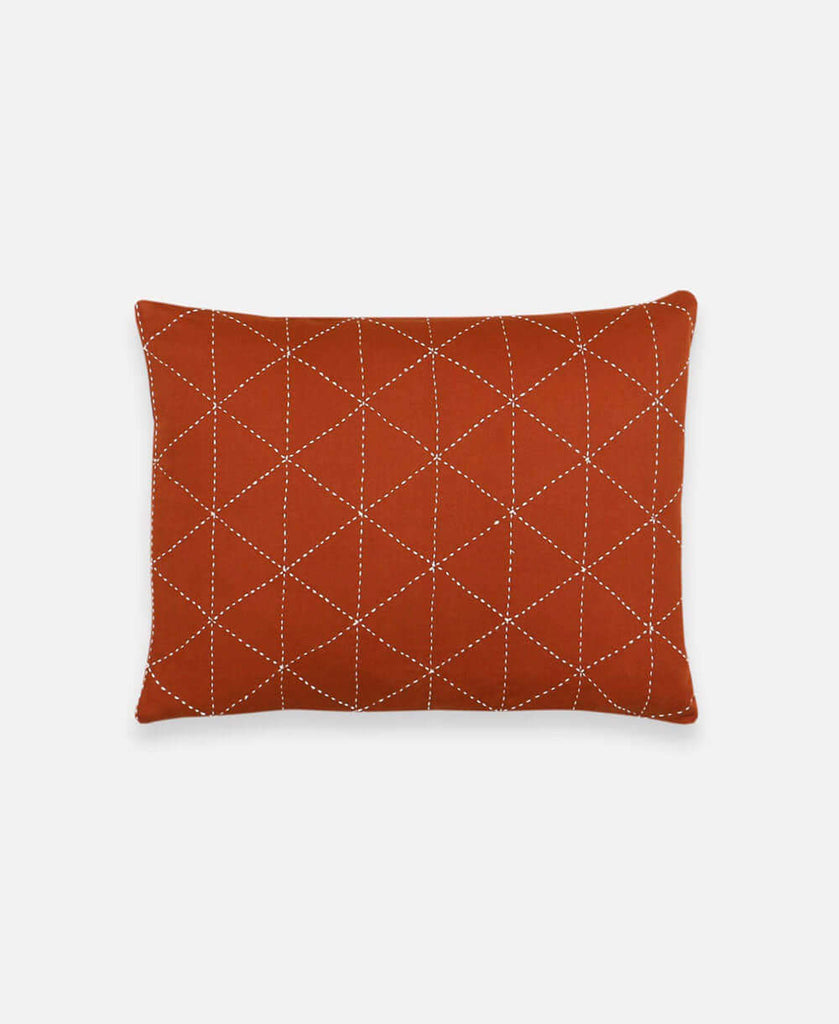 Anchal Project small rust throw pillow with geometric accent design