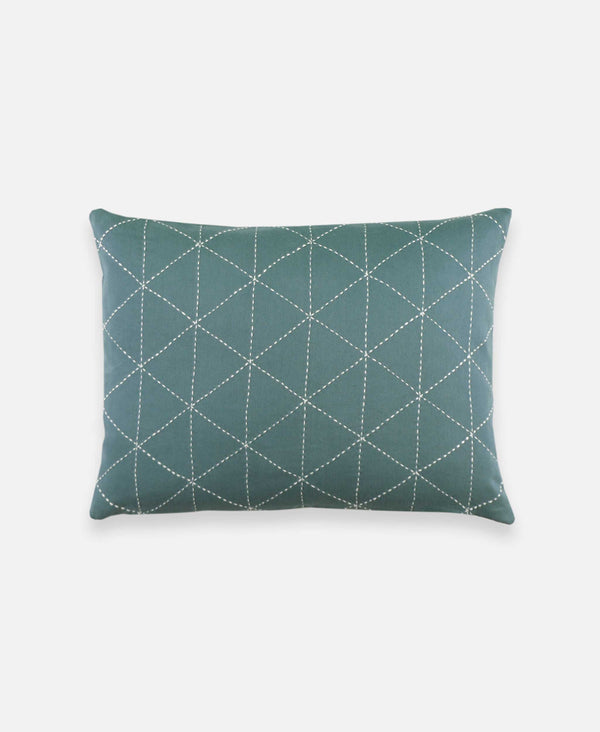 small throw pillow with geometric grid design