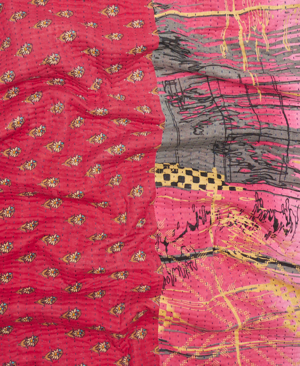 sustainably made kantha quilt throw crafted from vntage saris 