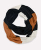 organic cotton infinity scarf with black brown and white stripes and kantha stitching