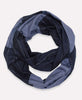 Anchal Project organic cotton circle scarf in slate and navy blue with kantha stitching hand embroidery