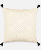 Anchal bone white throw pillow with modern boho tassels