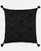 Anchal black throw pillow with tassels and triangle geometric stitching