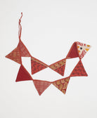 eco-friendly red triangle garland with traditional kantha stitching 