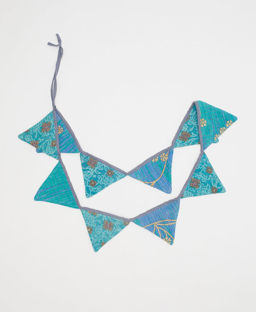 blue triangle garland with traditional kantha stitching perfect for nurseries 