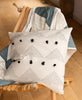 organic cotton modern bohemian throw pillow with pom poms