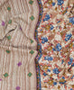 vintage kantha quilt in twin bedding size with blue and pink floral pattern