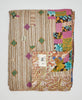 handstitched twin kantha quilt in mixed geometric and floral patterns