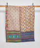 vintage floral twin kantha quilt handmade in India by women
