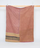 subtle twin size kantha quilt in reddish brown hue handmade in India by women artisans
