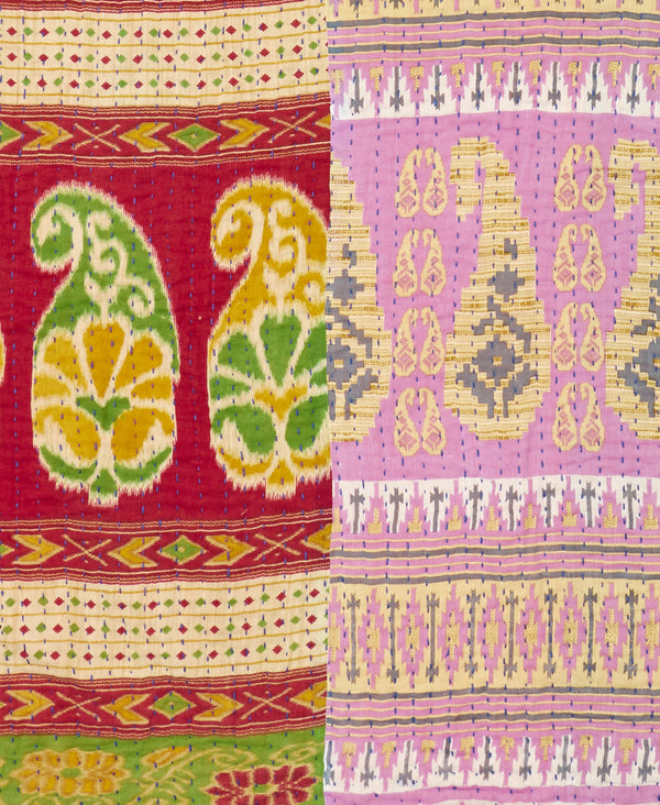 eco-friendly quilt throw created using repurposed vintage cotton saris 