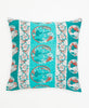 teal traditionally patterned soft cotton throw pillow with burnt orange and white accents