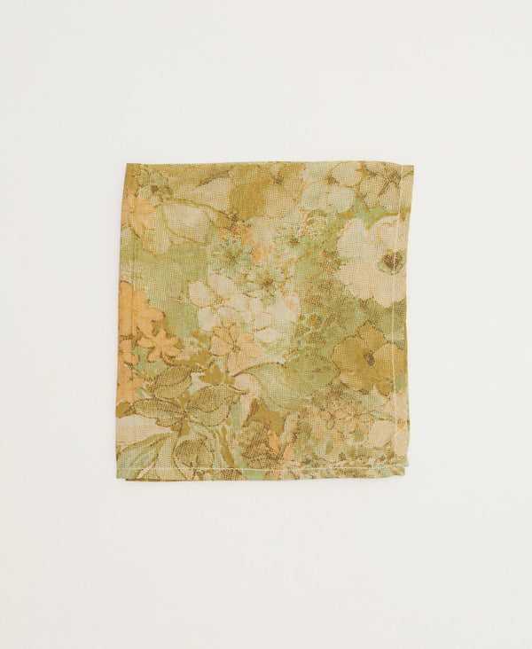 Floral silk pocket square created using upcycled vintage saris 