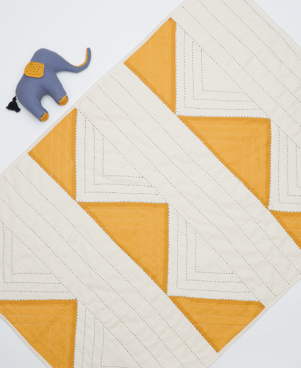 organic cotton quilt and handmade stuffed animal gift box set by Anchal Project