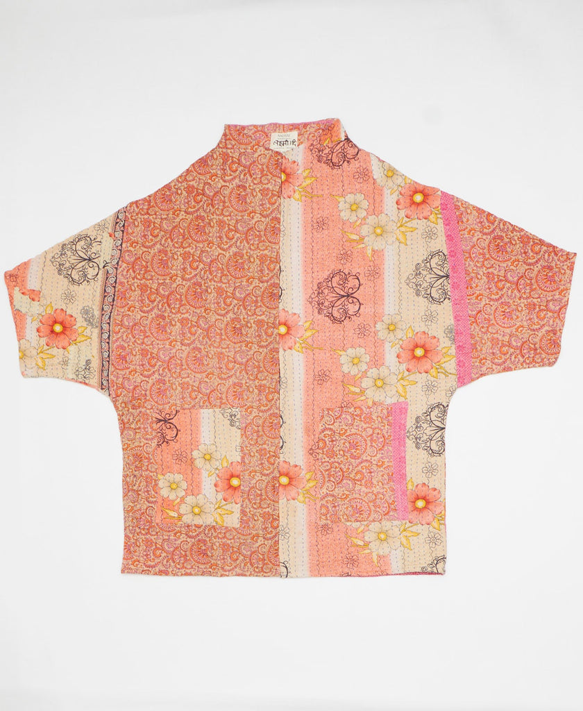 One-of-a-kind quilted cocoon jacket crafted from upcycled vintage saris