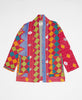 One-of-a-kind open front quilted jacket featuring two pockets and kantha stitching  