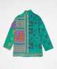 Purple and teal artisan-made jacket created with upcycled vintage saris 